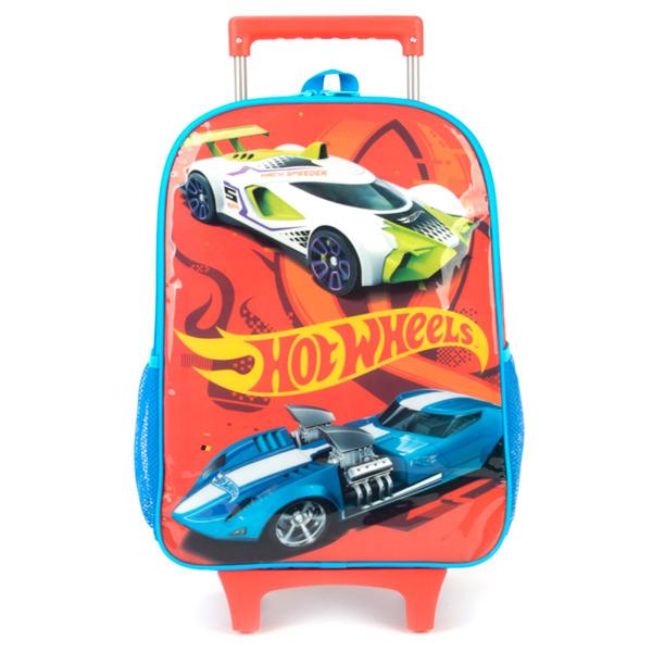 Imagem de Mochila Escolar de Rodinhas Hot Wheels Azul Claro Infantil