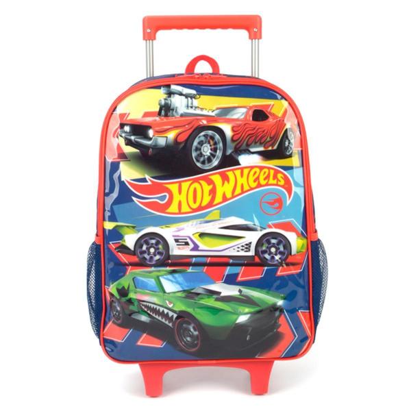 Imagem de Mochila Escolar De Rodinhas Hot Wheels Vermelha Infantil