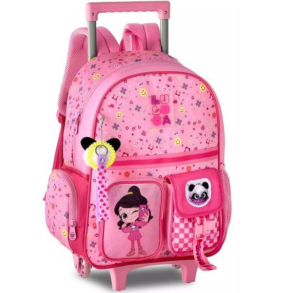 Imagem de Mochila Escolar de Rodinhas Luluca Estampada Clio STYLE Rosa