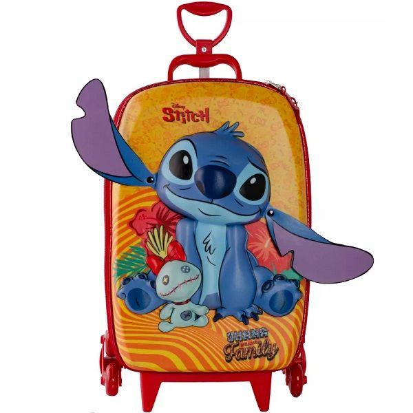 Imagem de Mochila Escolar de Rodinhas Mala Lilo STITCH 3D Tropical COR Amarelo