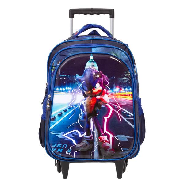 Imagem de Mochila Escolar De Rodinhas Sonic 3D Tam G Cor Azul Menino