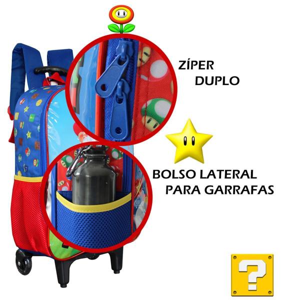 Imagem de Mochila Escolar De Rodinhas Super Mario Bros World Infantil