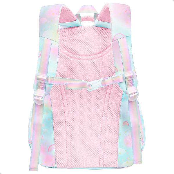 Imagem de Mochila Escolar Feminina Bolsa Delicada Arco Iris Estilo Fichario Com Abertura 180