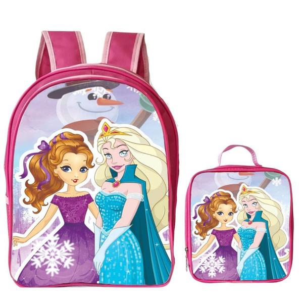 Imagem de Mochila Escolar Feminina Infantil + Lancheira Bolsa Térmica Menina