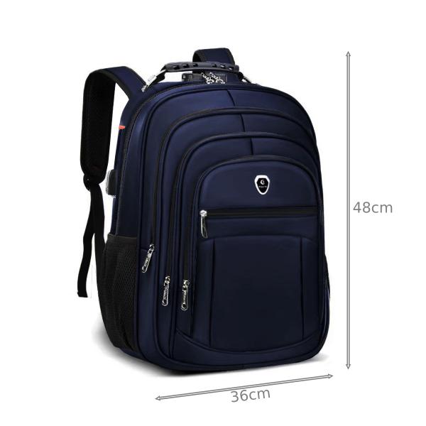 Imagem de Mochila Escolar Grande Faculdade Masculino Feminino Impermeável Saida Cabo Usb Fone Ouvido Azul