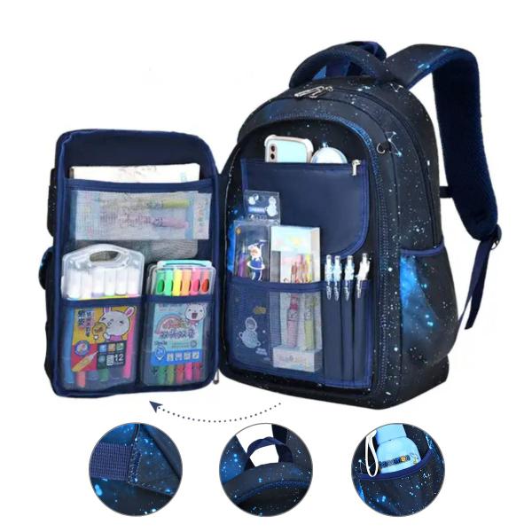 Imagem de Mochila Escolar Grande Infantil Menino Bolsa De Costas Espaço Tablet Note Garrafa