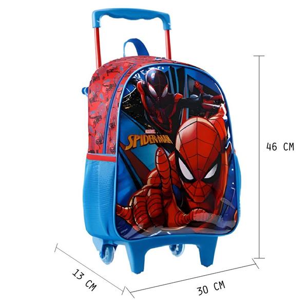 Imagem de Mochila Escolar Homem Aranha Spiderman Rodinhas Tam G Infantil Reforçada