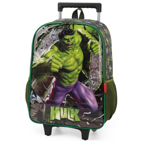 Imagem de Mochila Escolar Hulk Marvel Verde Rodinha Infantil Tam G