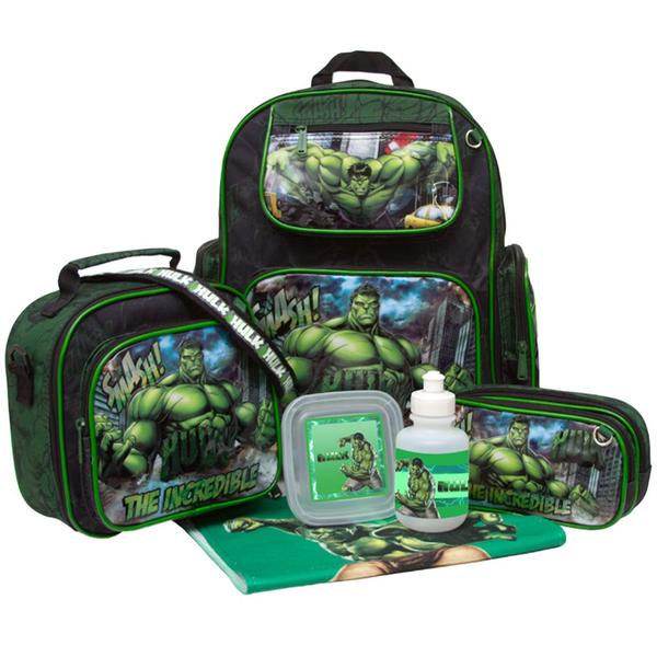 Imagem de Mochila Escolar Incrivel Hulk Preta e Itens Toys 2U