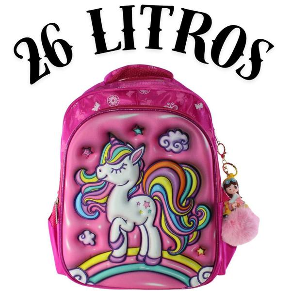 Imagem de Mochila Escolar Infantil 3D Alto Relevo Personag:Unicornio 2