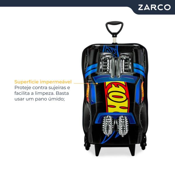 Imagem de Mochila Escolar Infantil 3D Com Rodinhas Hot Wheels Night Shifter 3 Rodas Maxtoy