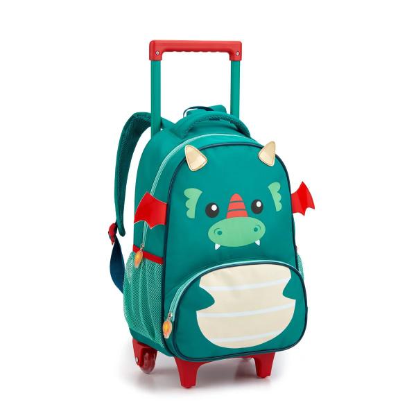 Imagem de Mochila Escolar Infantil Animais Detalhes 3D 16" Com Rodinhas e Alças Seanite