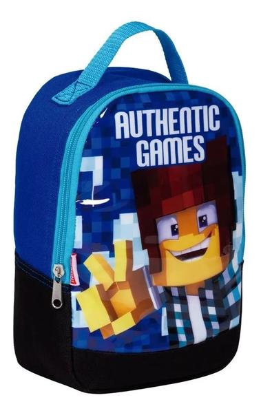 Imagem de Mochila Escolar Infantil Authentic Game Rodinhas G Lancheira Lisa