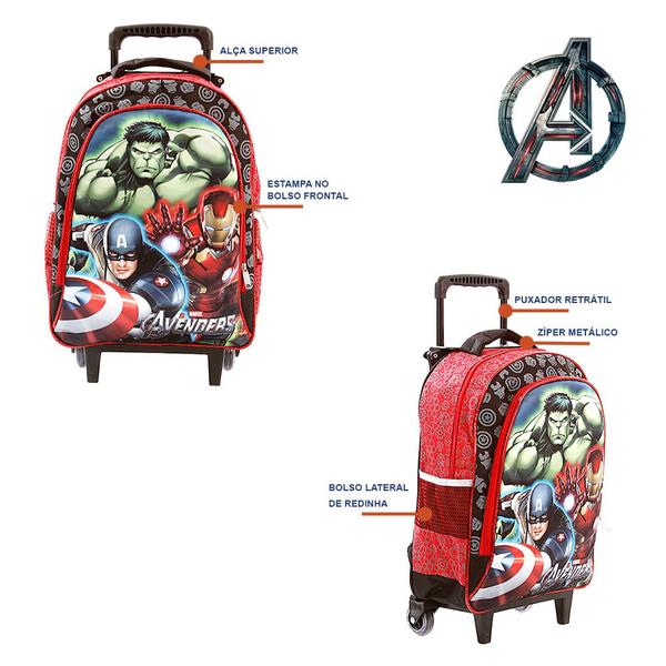 Imagem de Mochila Escolar Infantil Avengers Marvel De Rodinha