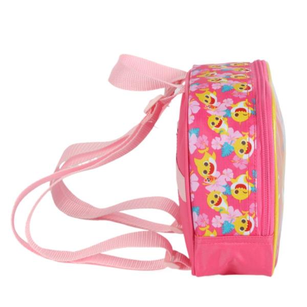 Imagem de Mochila Escolar Infantil BabyShark Rodinhas Rosa e Lancheira