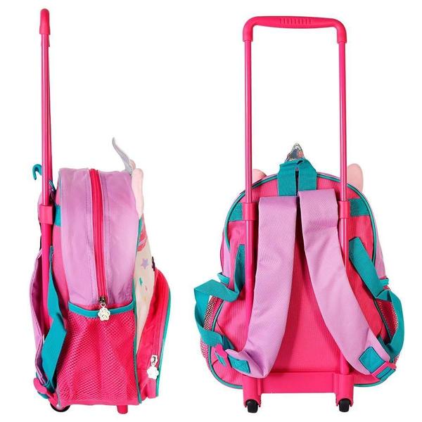 Imagem de Mochila Escolar Infantil Com Rodinhas Unicórnio Roxo