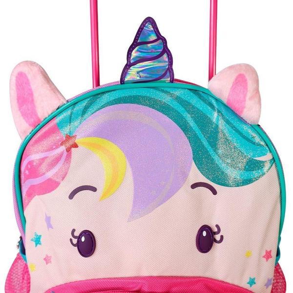 Imagem de Mochila Escolar Infantil Com Rodinhas Unicórnio Roxo