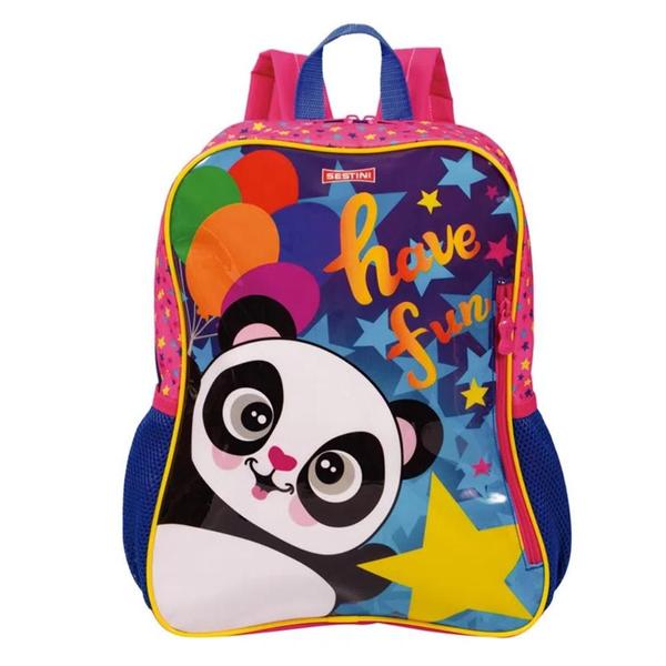 Imagem de Mochila Escolar Infantil Costas Reforçada Urso Panda