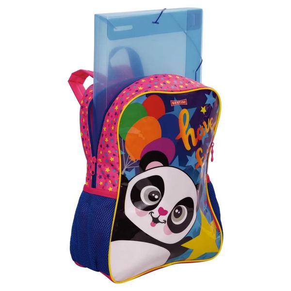 Imagem de Mochila Escolar Infantil Costas Reforçada Urso Panda