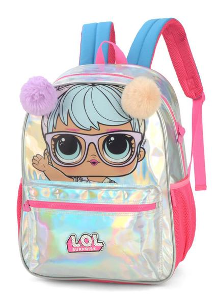 Imagem de Mochila Escolar Infantil De Costas Prata Lol