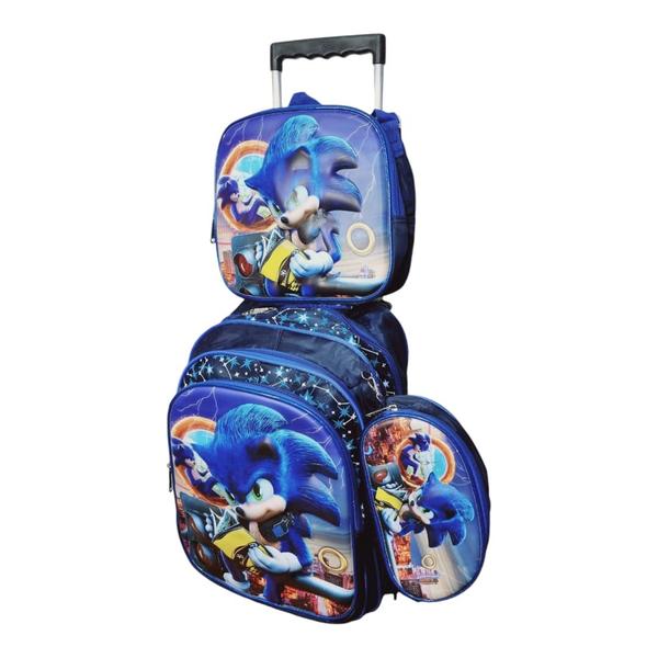 Imagem de Mochila Escolar Infantil De Rodinhas 3d Patrula Sonic E Mickey