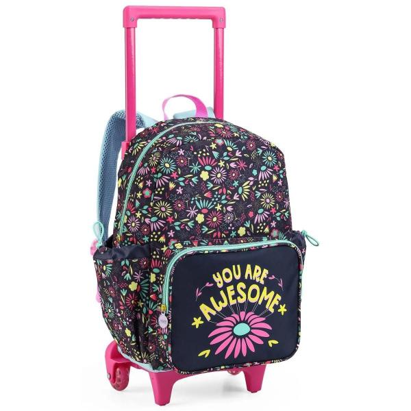 Imagem de Mochila Escolar Infantil De Rodinhas Feminina Narval Rosa