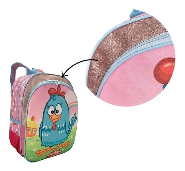 Imagem de Mochila Escolar Infantil Galinha Pintadinha Rosa Costas M F5