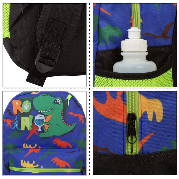 Imagem de Mochila Escolar Infantil Grande Dino Costas Azul Masculina