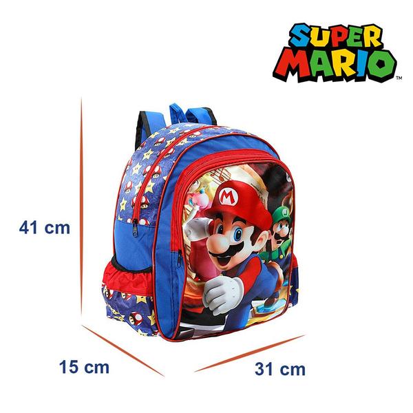 Imagem de Mochila Escolar Infantil Jogo Mario Bros De Costas