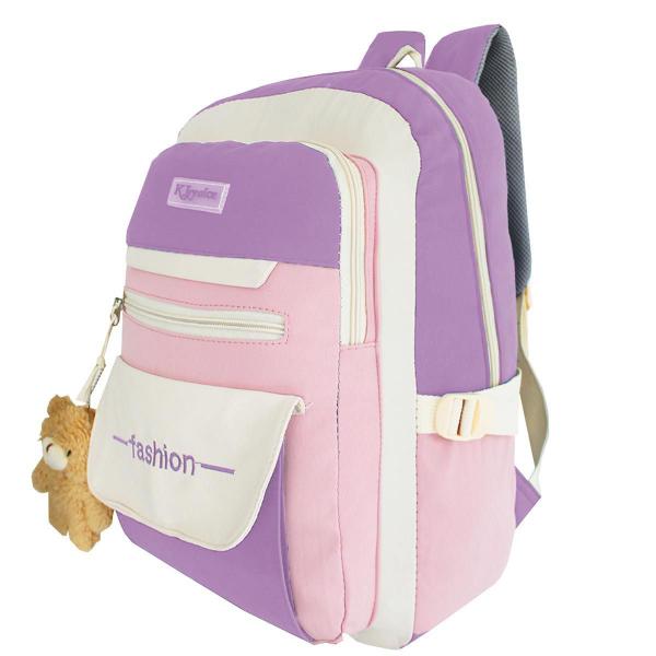 Imagem de Mochila Escolar Infantil Juvenil Lilás Meninas Com Chaveiro