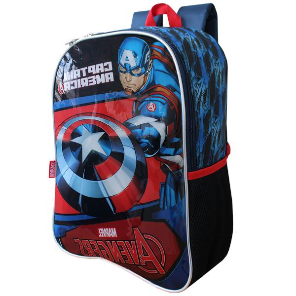 Imagem de Mochila Escolar Infantil Juvenil Marvel Vingadores Capitão América Azul