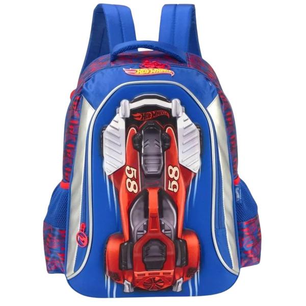 Imagem de Mochila Escolar Infantil Juvenil Passeio Viagem Hotwheels Alto Relevo Mattel