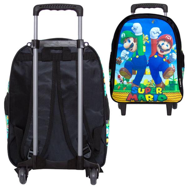 Imagem de Mochila Escolar Infantil Masculina Super Mario Bros Rodinha