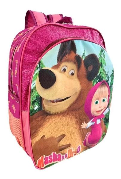 Imagem de Mochila Escolar Infantil Masha E O Urso Glitter Costas M F5