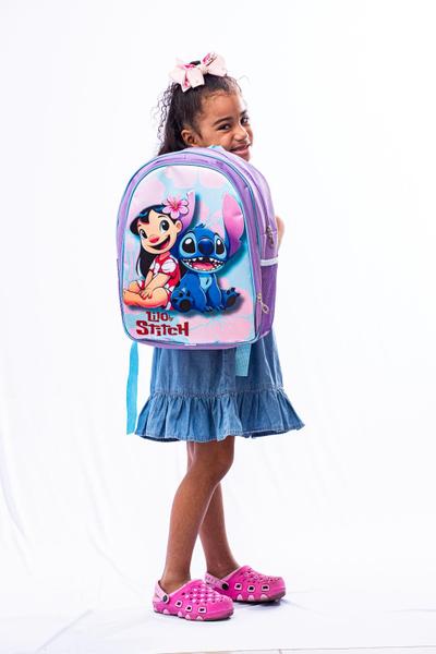 Imagem de Mochila Escolar Infantil Menina Bolsa Grande Lilo Stitch