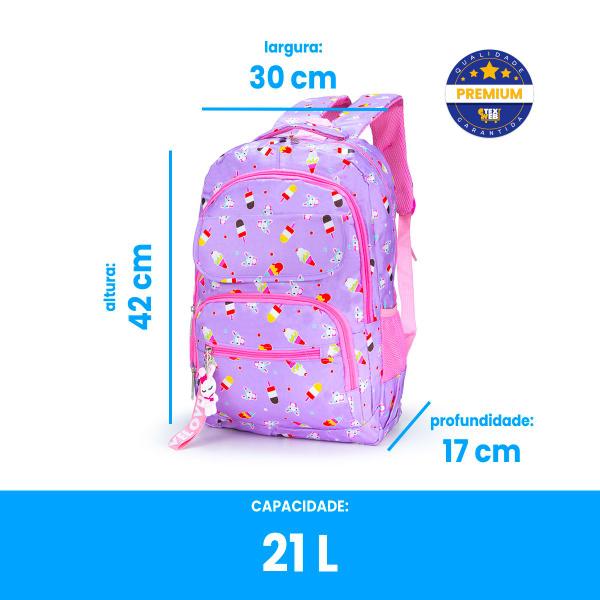 Imagem de Mochila Escolar Infantil Menina Costas Feminina De Sorvete