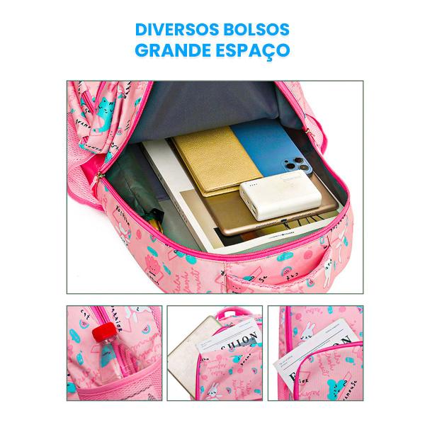 Imagem de Mochila Escolar Infantil Menina Feminina Coelhinho Fofo