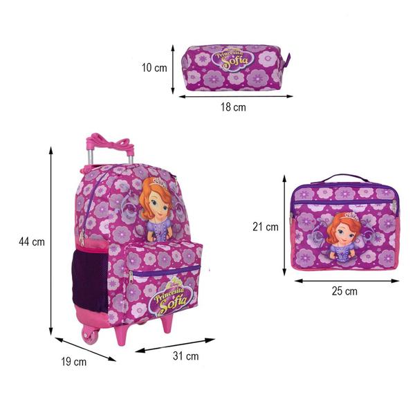 Imagem de Mochila Escolar Infantil Menina Princesa Sofia G Rodinha