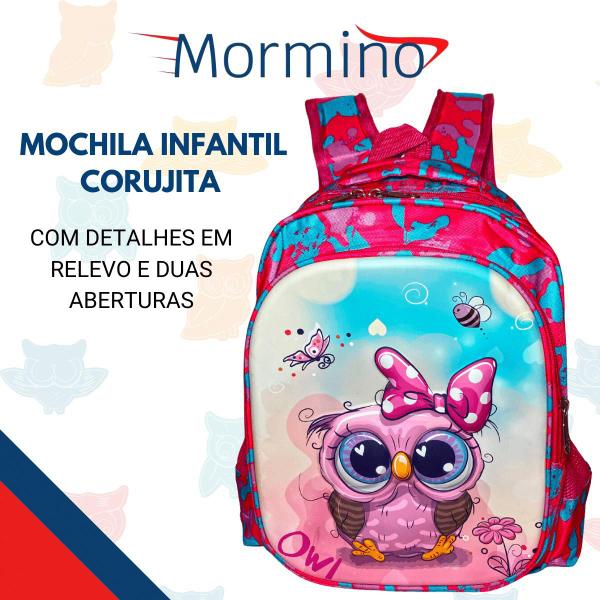 Imagem de Mochila Escolar Infantil Meninas de Coruja Com Desenho 3D 