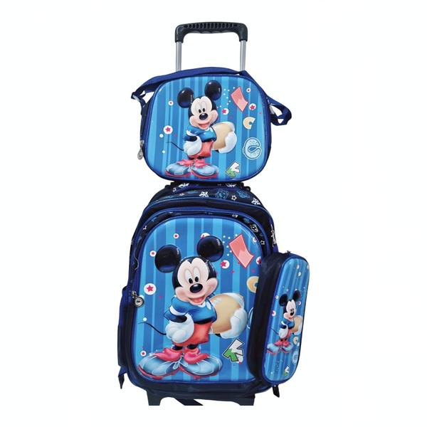 Imagem de Mochila Escolar Infantil Mickey Com Rodas Meninos Kit 3 Pecas