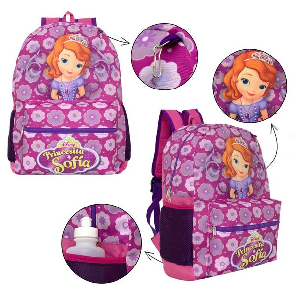 Imagem de Mochila Escolar Infantil Princesa Sofia Desenho Roxa Costa