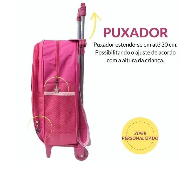 Imagem de Mochila Escolar Infantil Rodinha Feminina + Lancheira + Estojo Unicornio