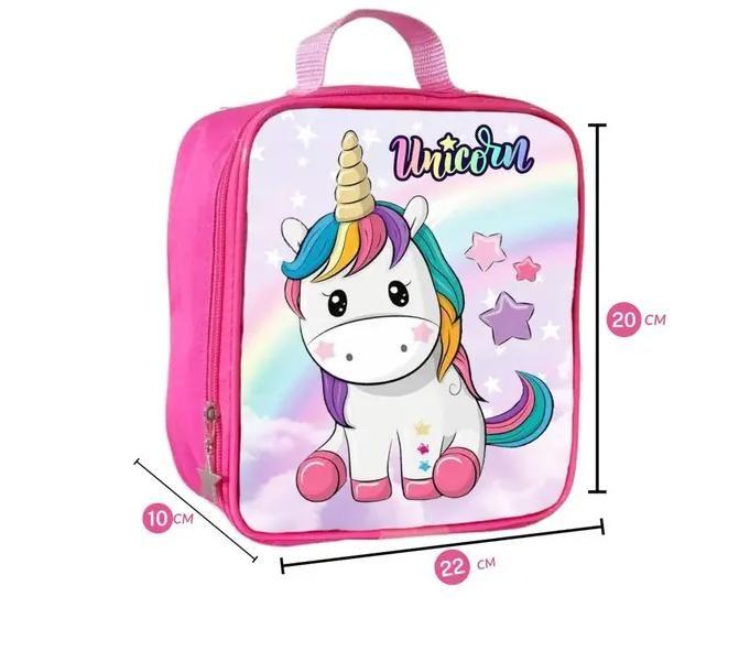 Imagem de Mochila Escolar Infantil Rodinha Feminina + Lancheira + Estojo Unicornio