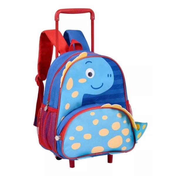 Imagem de Mochila Escolar Infantil Rodinhas Alça Dinossauro Meninos Volta As Aulas Pet Espaçosa Zíper Masculino