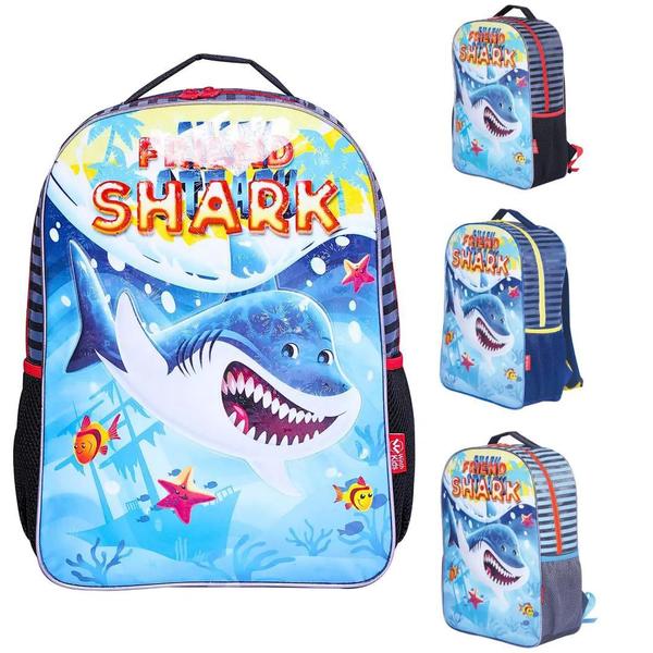 Imagem de Mochila Escolar Infantil Shark Amigos Tam G Costas Meninos