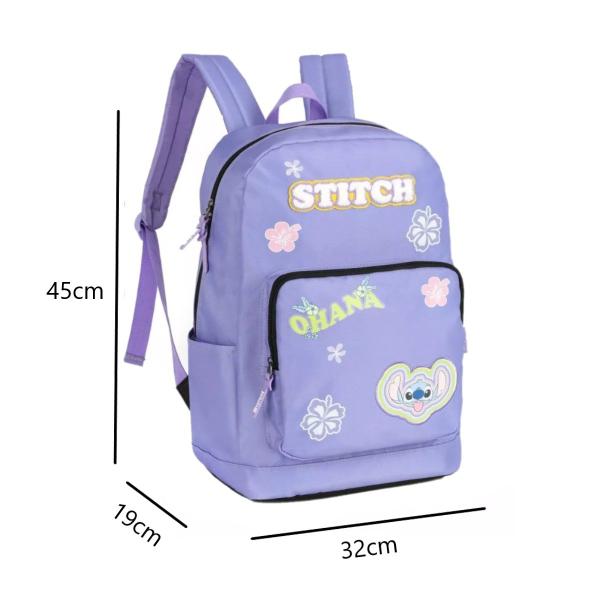 Imagem de Mochila Escolar Infantil Stitch Disney Luxcel Menina Lilas