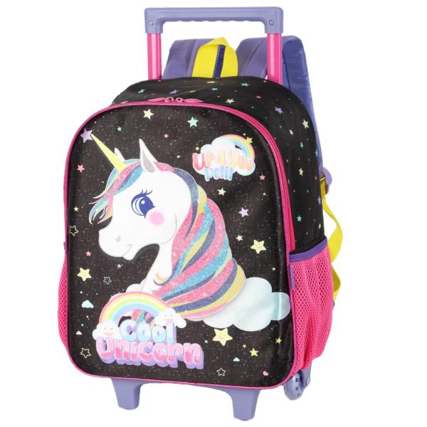 Imagem de Mochila Escolar Infantil Unicórnio Violeta Rodinhas Luxcel