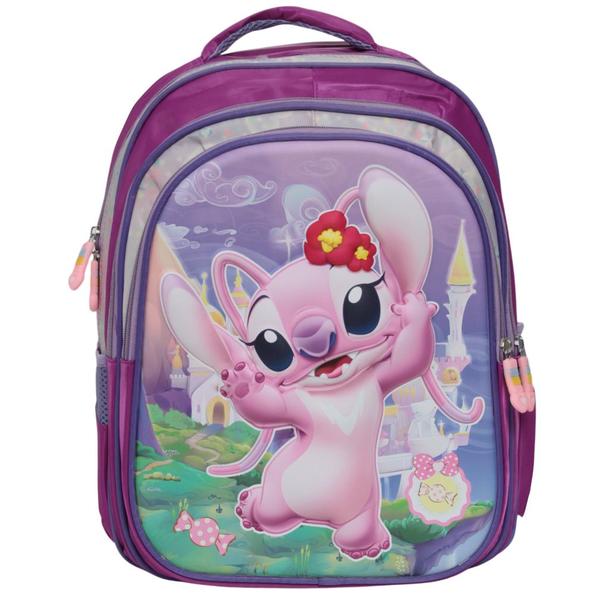 Imagem de Mochila Escolar Infatil Stitch Lilás Angel Feminina Grande