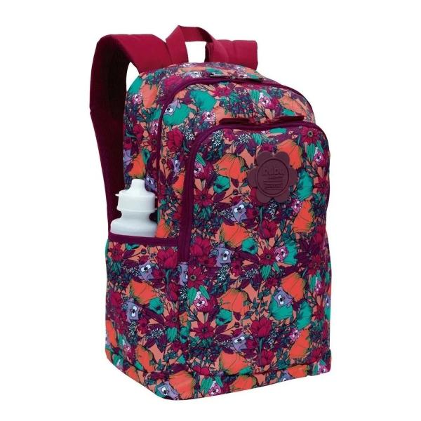 Imagem de Mochila Escolar Juvenil Feminina Floral Bubu Costas Tam G