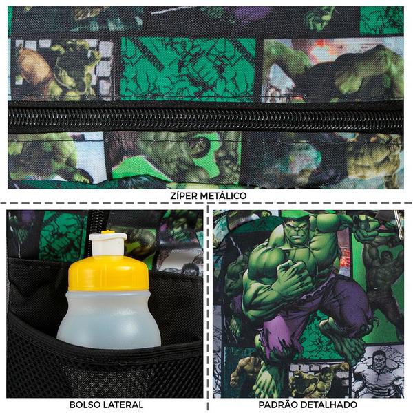 Mochila Escolar Juvenil Incrível Hulk Costa Lancheira+Estojo - TOYS 2U Imagem de Mochila Escolar Juvenil Incrível Hulk Costa Lancheira+Estojo